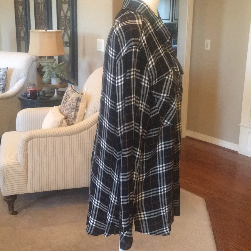 Sanctuary Plaid Buttondown 100% Rayon Top NWOT - Picture 10 of 15